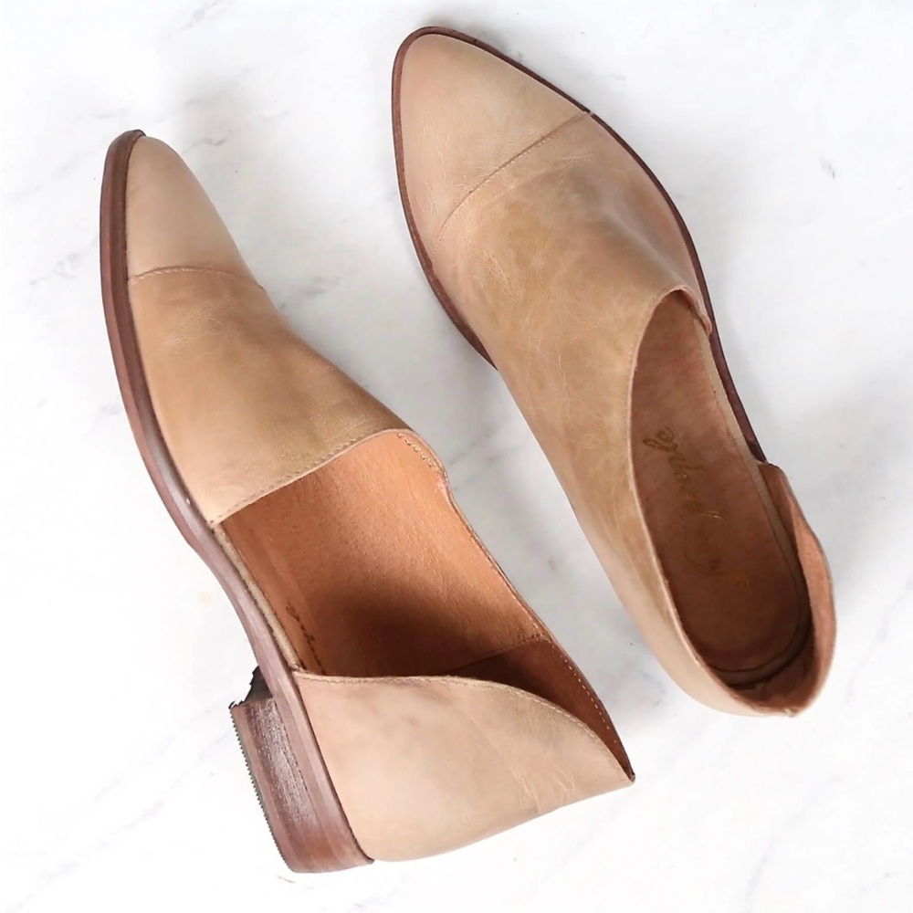 Free People Beige Tan Leather D'Orsay Flats